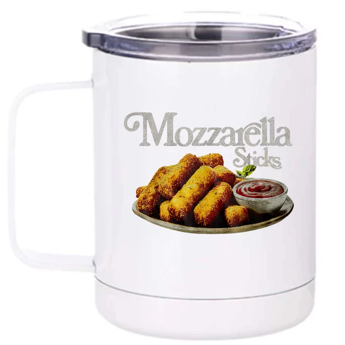 Mozzarella Sticks 90s Mozzarella Stick Lover Bread Front & Back 12oz Stainless Steel Tumbler Cup