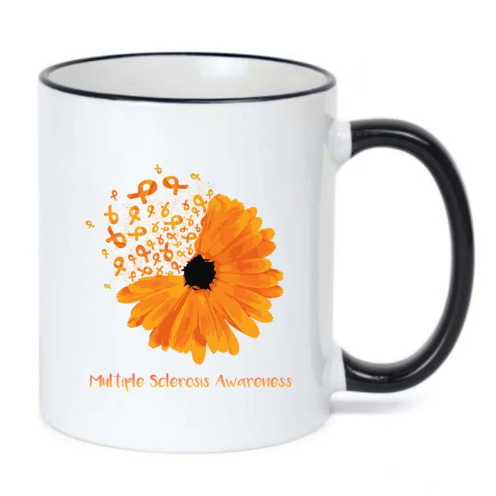 Multiple Sclerosis Awareness Ribbon Flower Ms Hope Fighter Gift Black Color Changing Mug