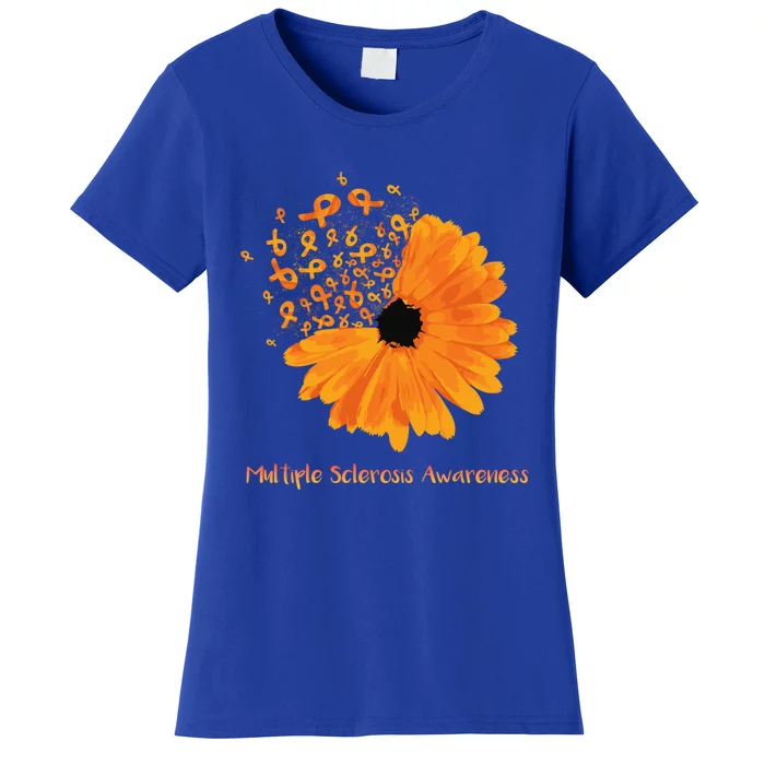 Multiple Sclerosis Awareness Ribbon Flower Ms Hope Fighter Gift Women's T-Shirt