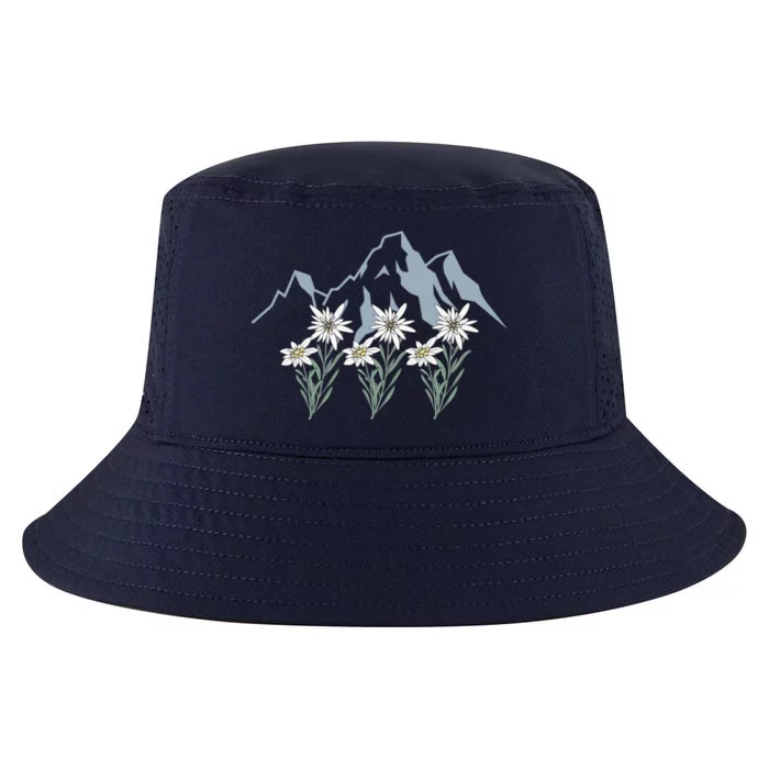 Mountains Switzerland Alps Edelweiss Basket Alpine Flower Gift Cool Comfort Performance Bucket Hat