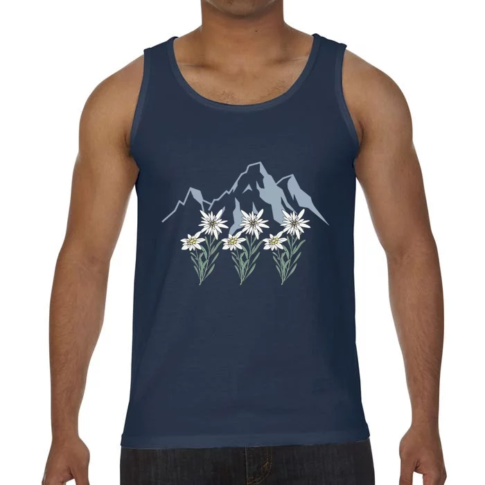 Mountains Switzerland Alps Edelweiss Basket Alpine Flower Gift Comfort Colors® Tank Top