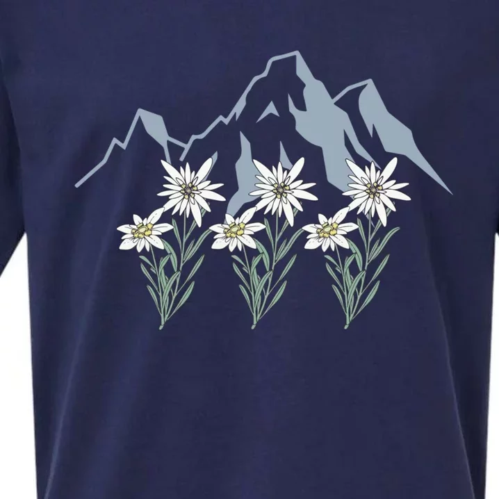 Mountains Switzerland Alps Edelweiss Basket Alpine Flower Gift Sueded Cloud Jersey T-Shirt