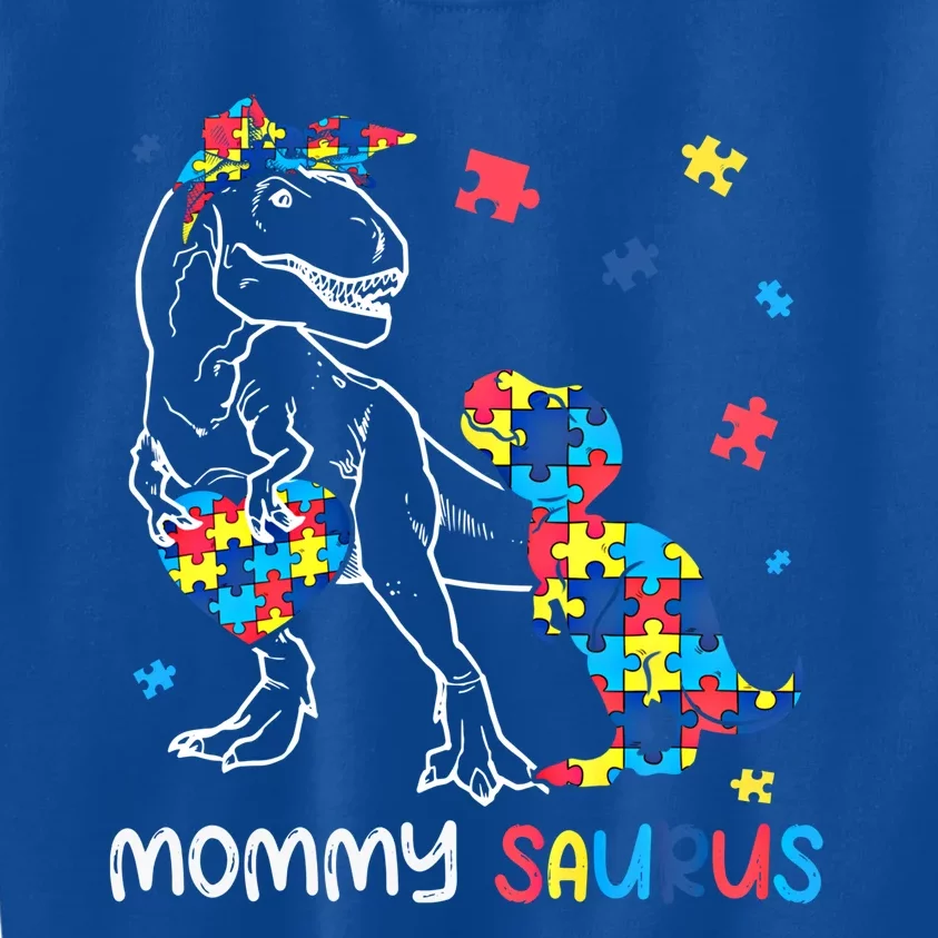 Mommy Saurus Autism Awareness Autistic Dinosaur Family Gift Kids Sweatshirt