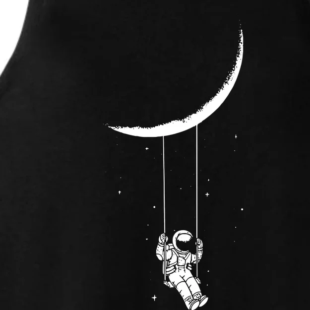 Moon Swing Astronaut Stars Space Man Funny Ladies Tri-Blend Wicking Tank