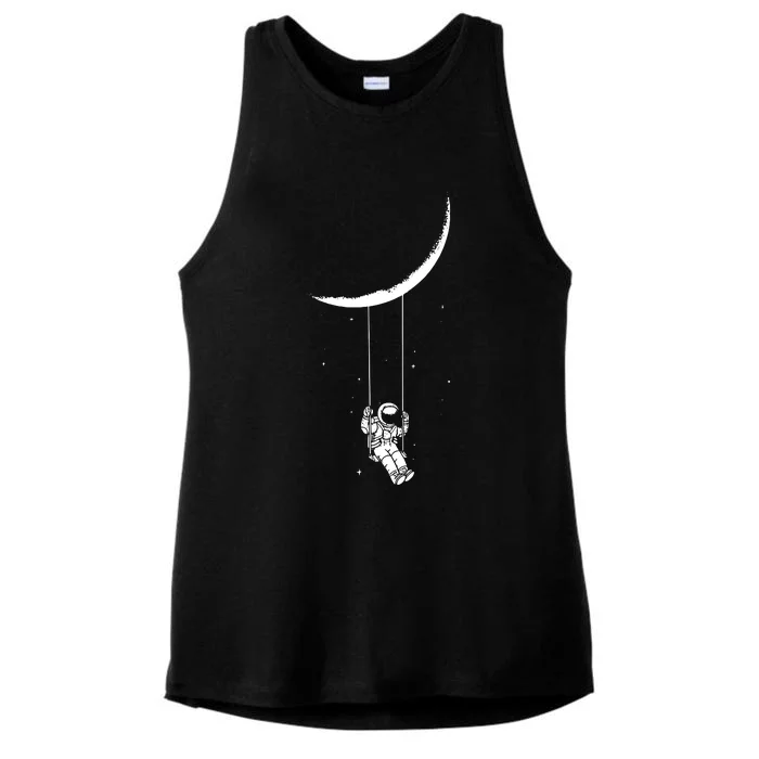 Moon Swing Astronaut Stars Space Man Funny Ladies Tri-Blend Wicking Tank