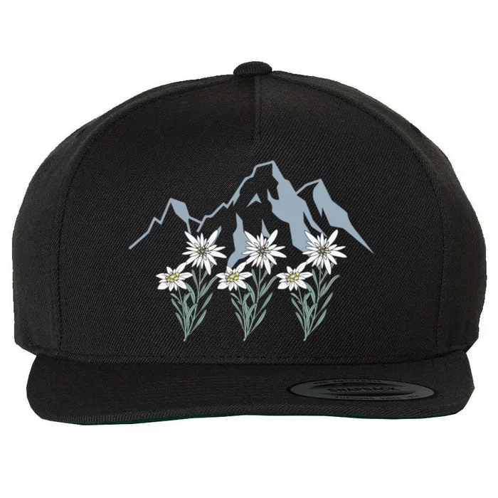 Mountains Switzerland Alps Edelweiss Basket Alpine Flower Gift Wool Snapback Cap