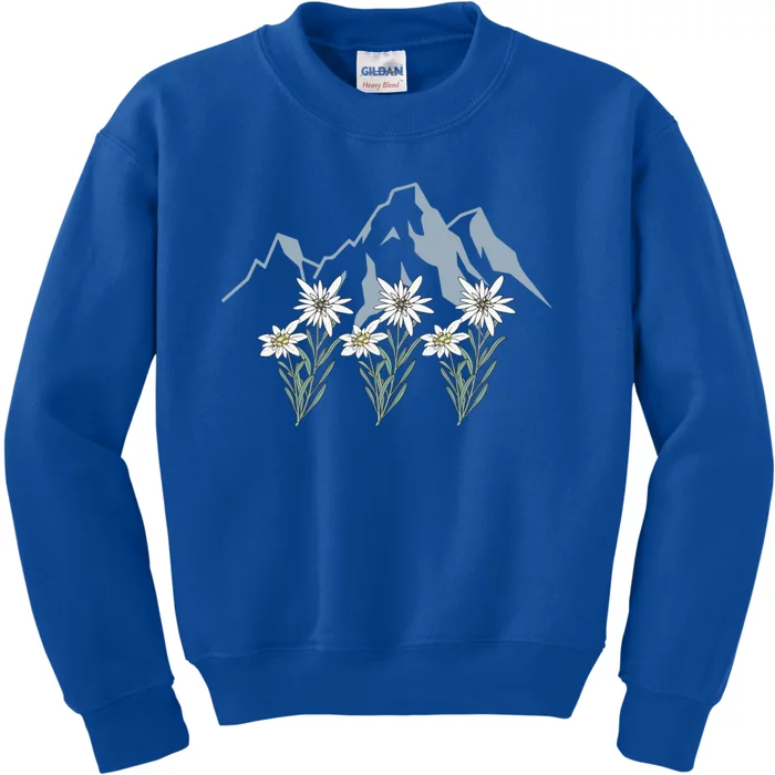 Mountains Switzerland Alps Edelweiss Basket Alpine Flower Gift Kids Sweatshirt