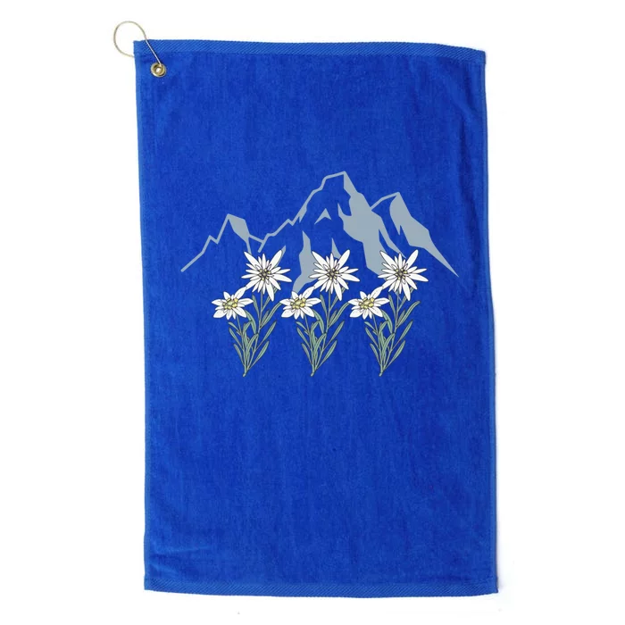 Mountains Switzerland Alps Edelweiss Basket Alpine Flower Gift Platinum Collection Golf Towel