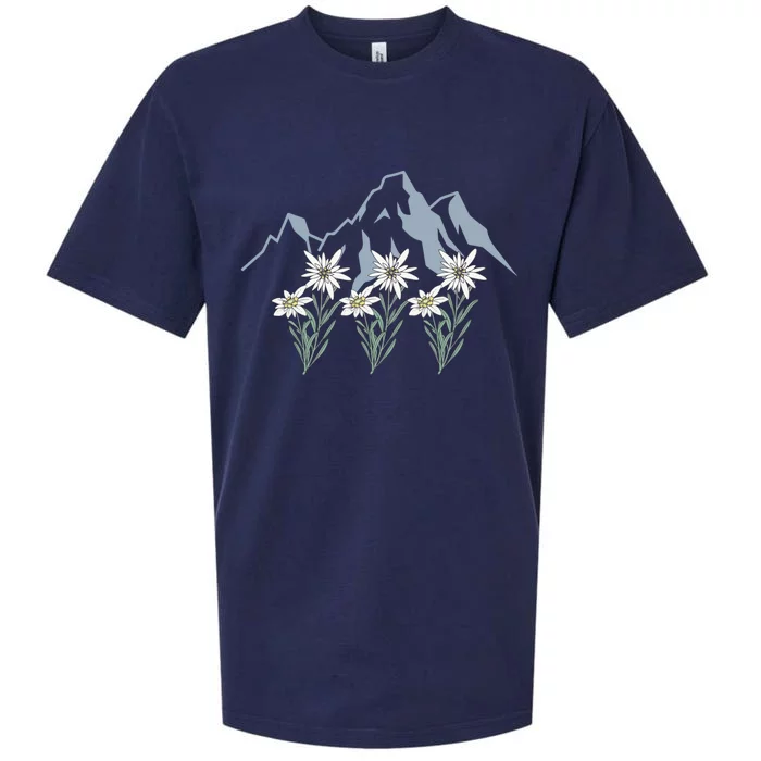 Mountains Switzerland Alps Edelweiss Basket Alpine Flower Gift Sueded Cloud Jersey T-Shirt