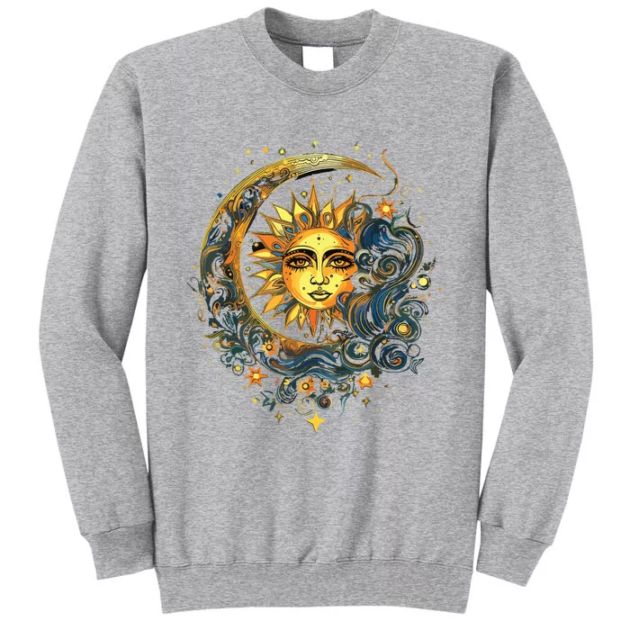 Mystic Sun And Moon Woman Mystical Flowers Aesthetic Tall Sweatshirt