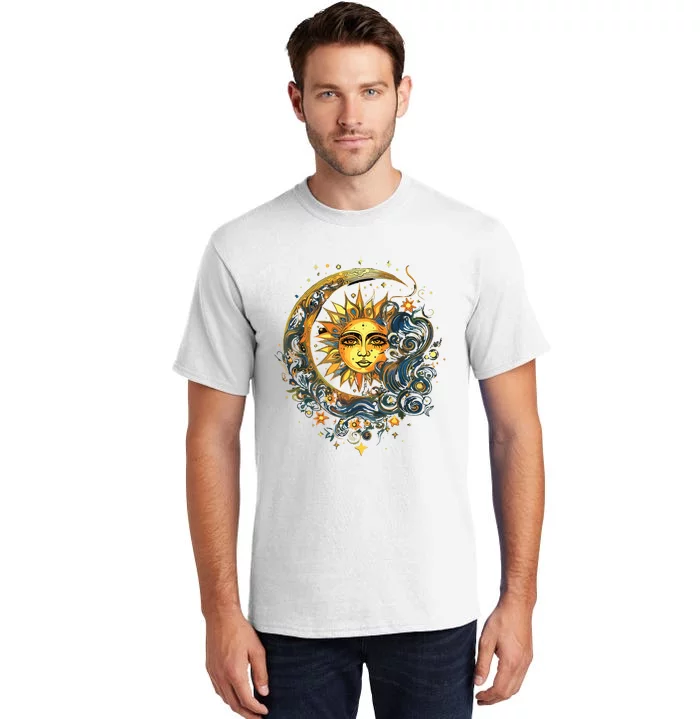 Mystic Sun And Moon Woman Mystical Flowers Aesthetic Tall T-Shirt