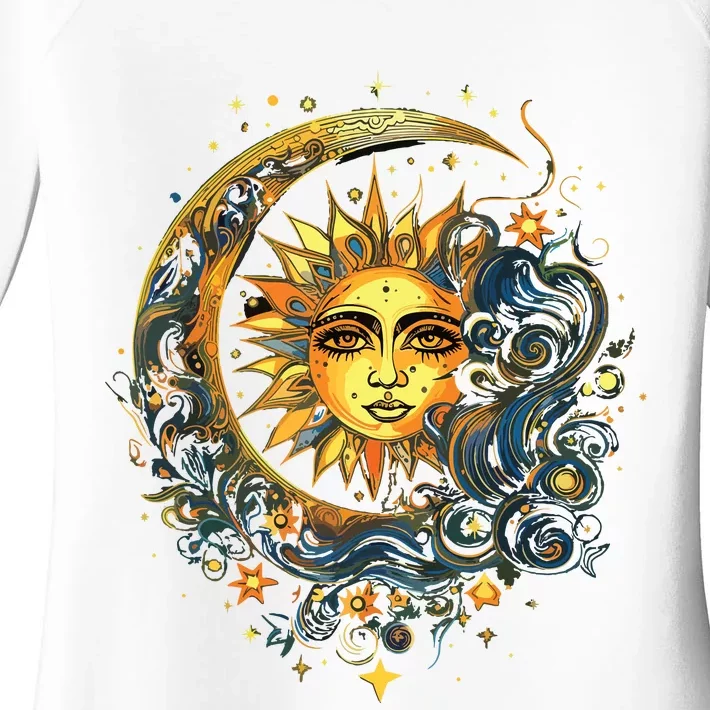 Mystic Sun And Moon Woman Mystical Flowers Aesthetic Women's Perfect Tri Tunic Long Sleeve Shirt