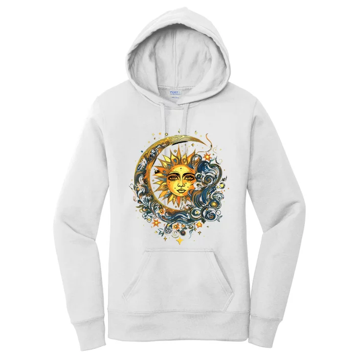 Mystic Sun And Moon Woman Mystical Flowers Aesthetic Women's Pullover Hoodie