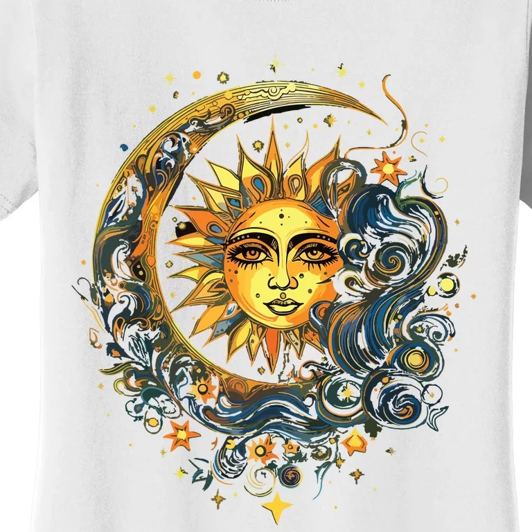 Mystic Sun And Moon Woman Mystical Flowers Aesthetic Women's T-Shirt