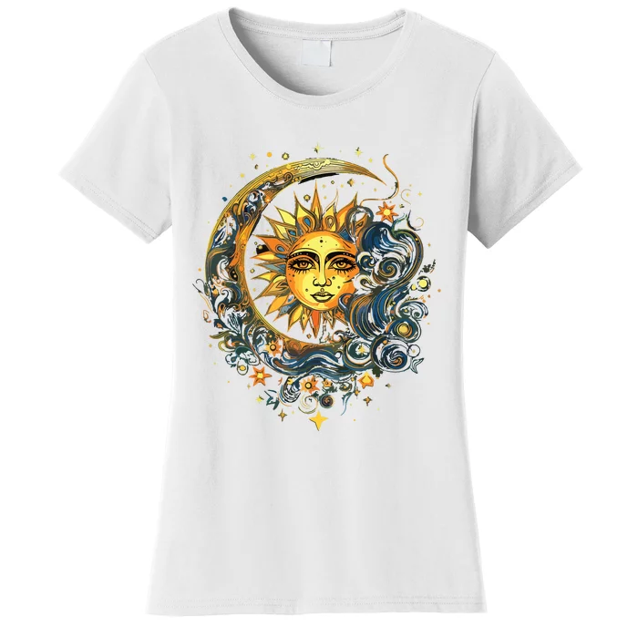 Mystic Sun And Moon Woman Mystical Flowers Aesthetic Women's T-Shirt