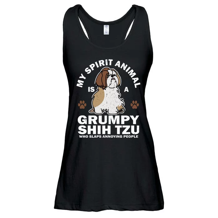 My Spirit Animal Is A Grumpy Shih Tzu Who Slaps Annoying People Ladies Essential Flowy Tank