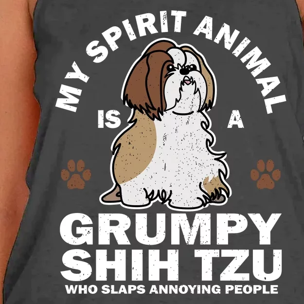 My Spirit Animal Is A Grumpy Shih Tzu Who Slaps Annoying People Women's Knotted Racerback Tank