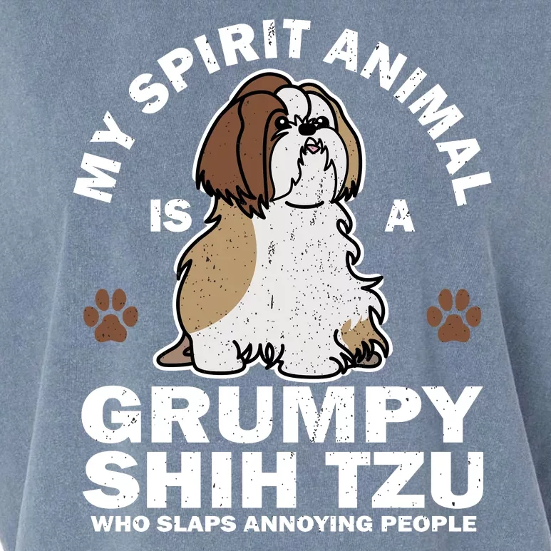 My Spirit Animal Is A Grumpy Shih Tzu Who Slaps Annoying People Garment-Dyed Women's Muscle Tee