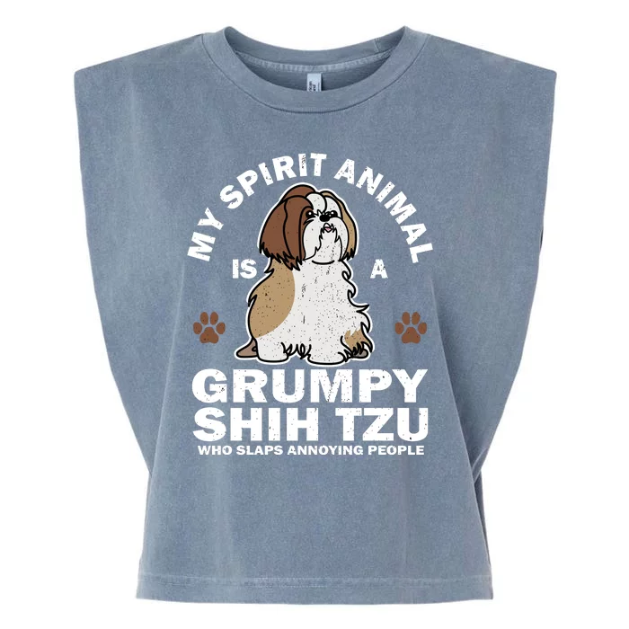 My Spirit Animal Is A Grumpy Shih Tzu Who Slaps Annoying People Garment-Dyed Women's Muscle Tee