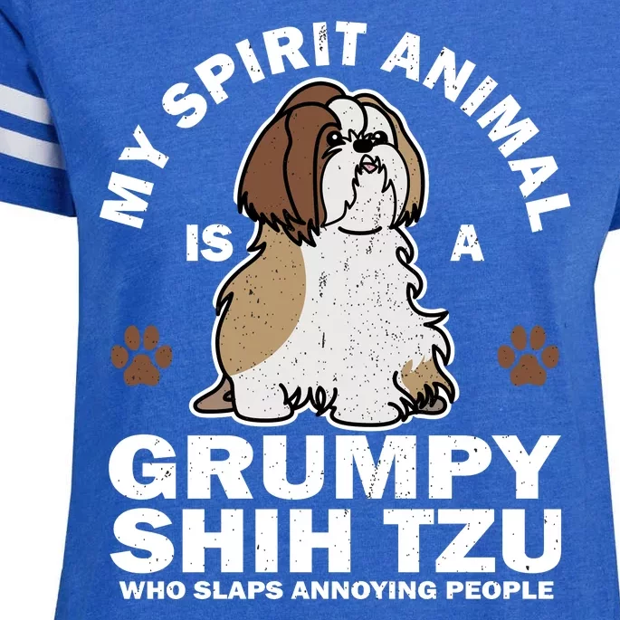 My Spirit Animal Is A Grumpy Shih Tzu Who Slaps Annoying People Enza Ladies Jersey Football T-Shirt