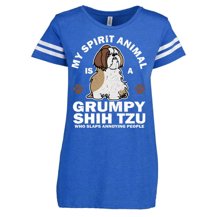 My Spirit Animal Is A Grumpy Shih Tzu Who Slaps Annoying People Enza Ladies Jersey Football T-Shirt