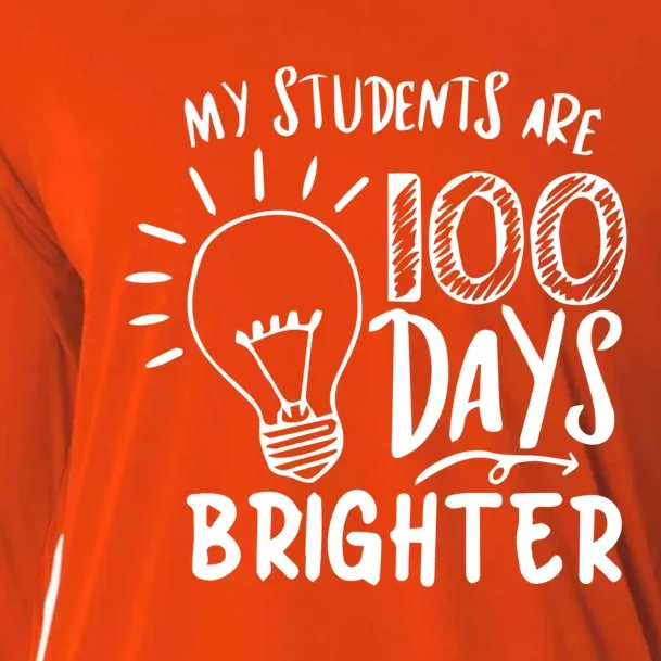 My Students Are 100 Days Brighter 100 Days Of School Teacher Cute Gift Cooling Performance Long Sleeve Crew