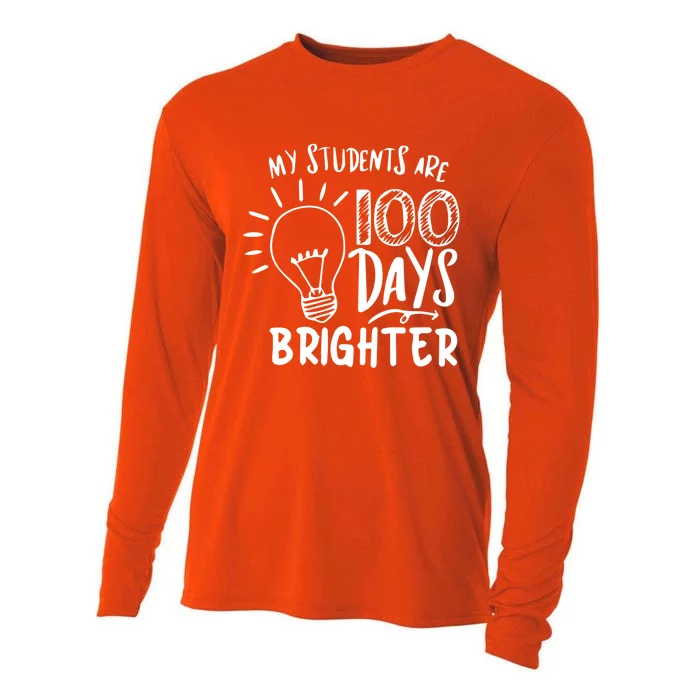 My Students Are 100 Days Brighter 100 Days Of School Teacher Cute Gift Cooling Performance Long Sleeve Crew