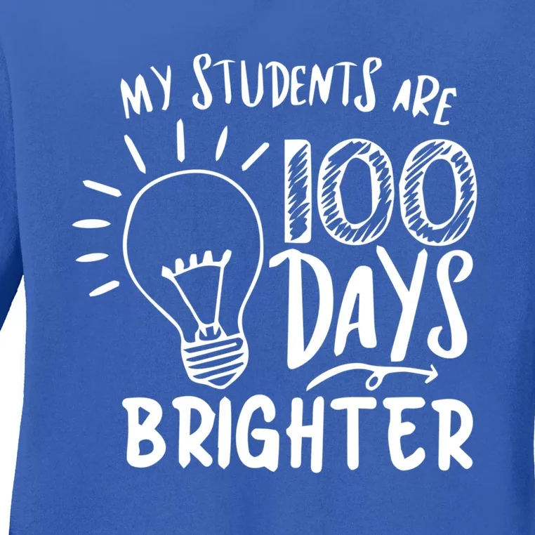 My Students Are 100 Days Brighter 100 Days Of School Teacher Cute Gift Ladies Long Sleeve Shirt