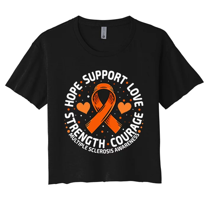 Multiple Sclerosis Awareness Family Support Ms Awareness Women's Crop Top Tee