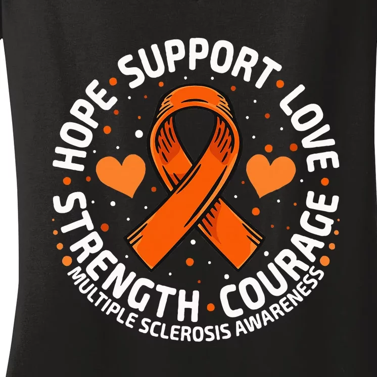 Multiple Sclerosis Awareness Family Support Ms Awareness Women's V-Neck T-Shirt