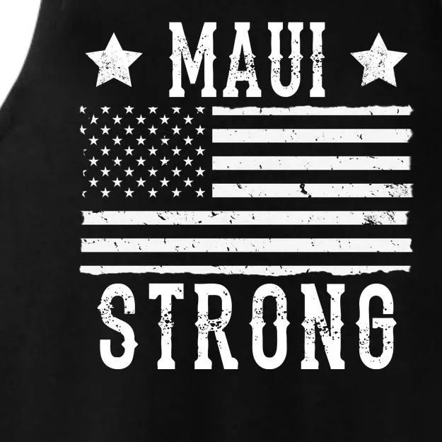 Maui Strong American Flag Ladies Tri-Blend Wicking Tank