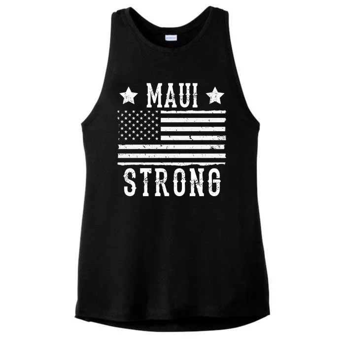 Maui Strong American Flag Ladies Tri-Blend Wicking Tank