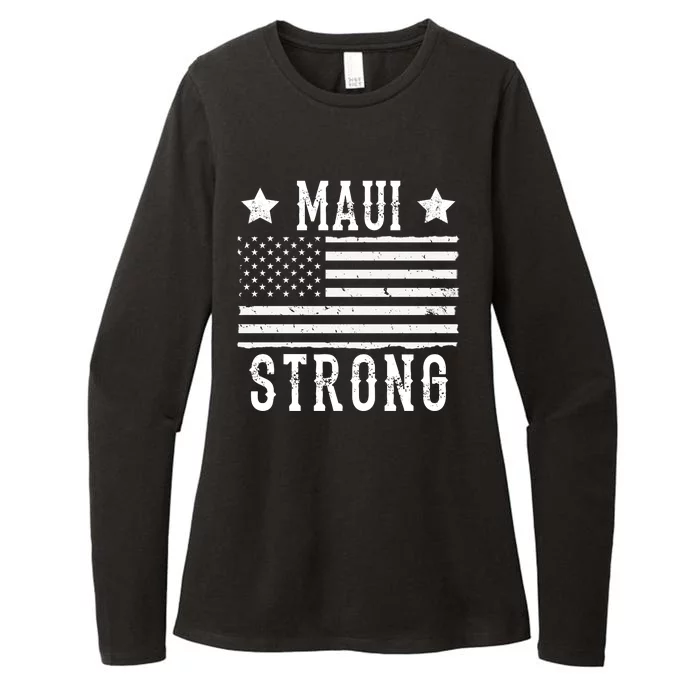 Maui Strong American Flag Womens CVC Long Sleeve Shirt