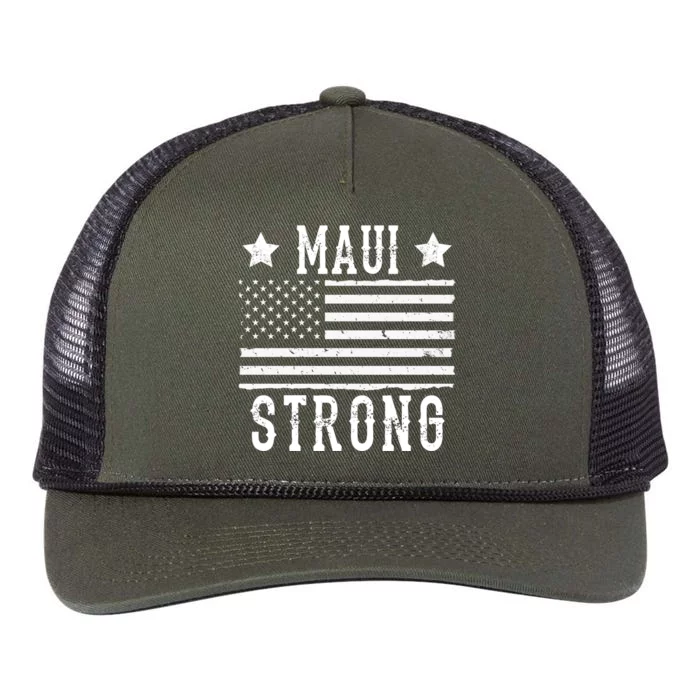 Maui Strong American Flag Retro Rope Trucker Hat Cap