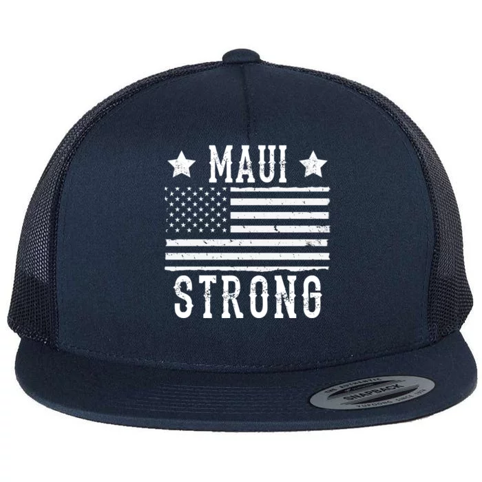 Maui Strong American Flag Flat Bill Trucker Hat