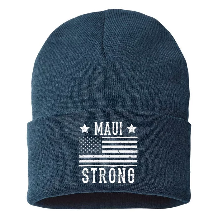 Maui Strong American Flag Sustainable Knit Beanie