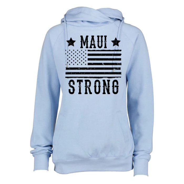 Maui Strong American Flag Womens Funnel Neck Pullover Hood