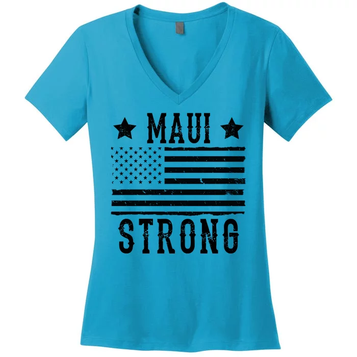 Maui Strong American Flag Women's V-Neck T-Shirt