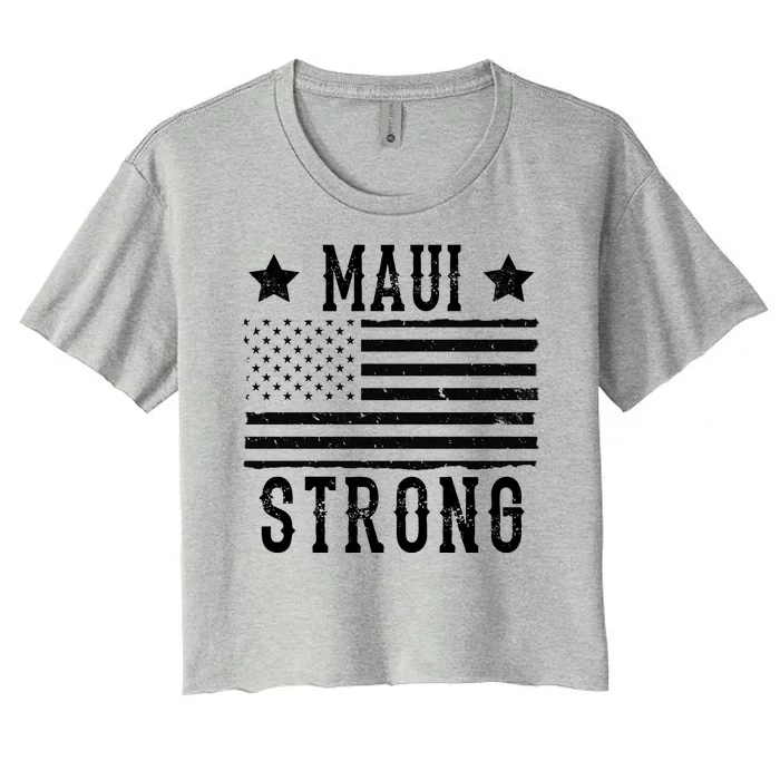 Maui Strong American Flag Women's Crop Top Tee