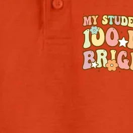 My Students Are 100 Days Brighter Eduactor Teacher Gift Dry Zone Grid Performance Polo