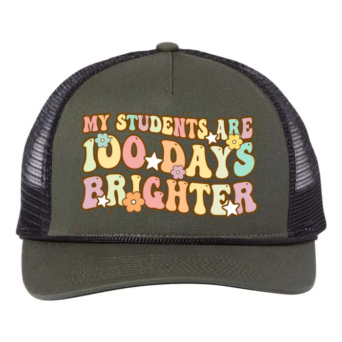 My Students Are 100 Days Brighter Eduactor Teacher Gift Retro Rope Trucker Hat Cap