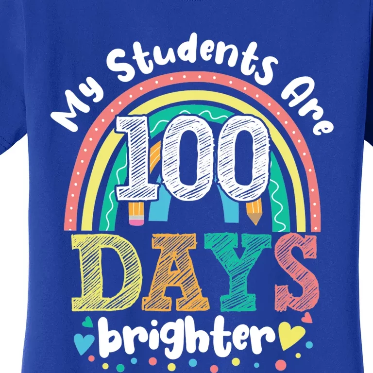 My Students Are 100 Days Brighter Rainbow 100th Day School Funny Gift Women's T-Shirt