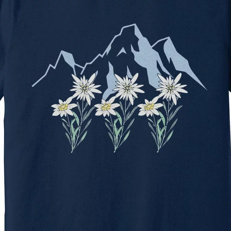 Mountains Switzerland Alps Edelweiss Basket Alpine Flower Premium T-Shirt