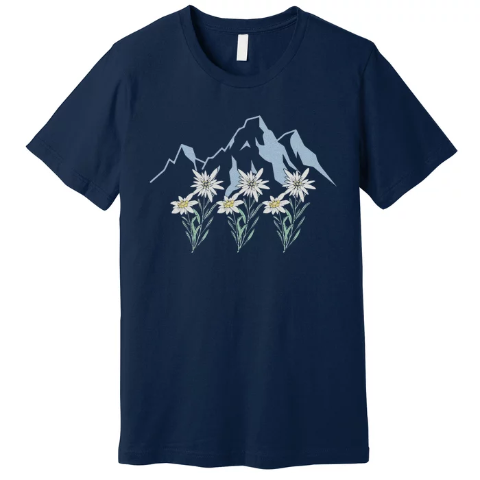 Mountains Switzerland Alps Edelweiss Basket Alpine Flower Premium T-Shirt