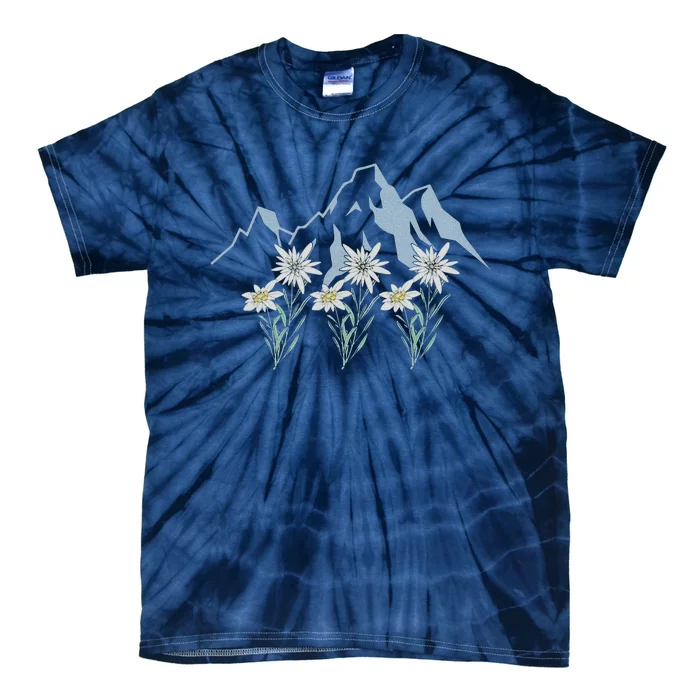 Mountains Switzerland Alps Edelweiss Basket Alpine Flower Tie-Dye T-Shirt