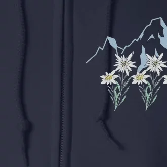 Mountains Switzerland Alps Edelweiss Basket Alpine Flower Full Zip Hoodie