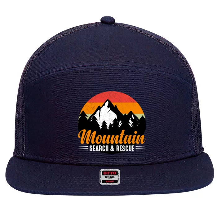 Mountain Search And Rescue Sunset Vintage Retro 7 Panel Mesh Trucker Snapback Hat