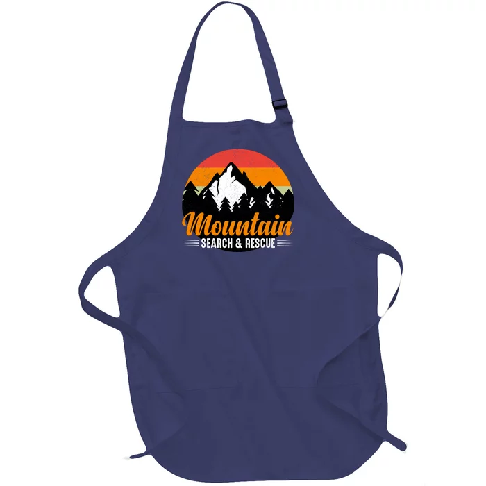 Mountain Search And Rescue Sunset Vintage Retro Full-Length Apron With Pocket