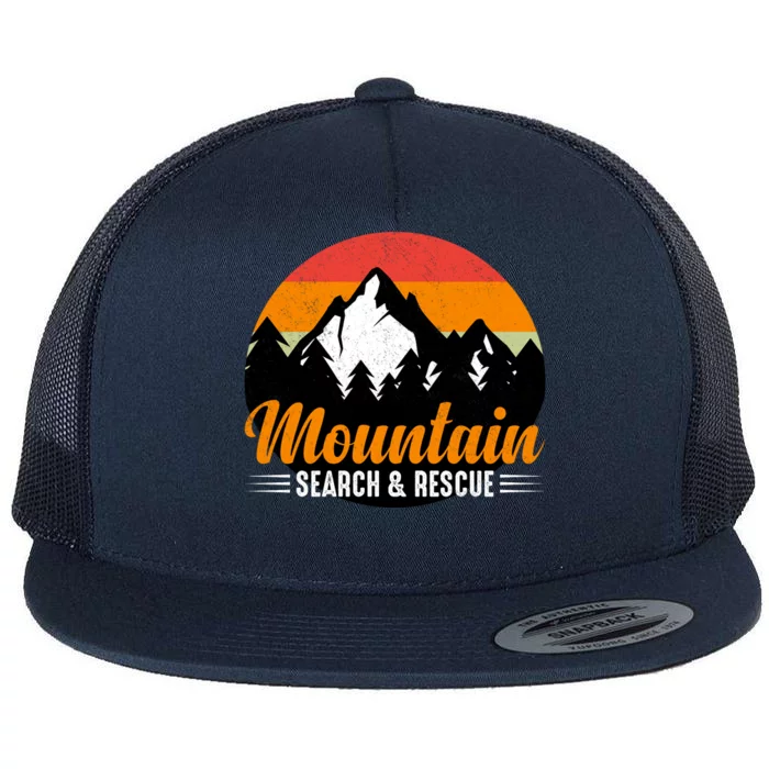 Mountain Search And Rescue Sunset Vintage Retro Flat Bill Trucker Hat