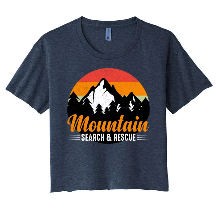 Mountain Search And Rescue Sunset Vintage Retro Women's Crop Top Tee